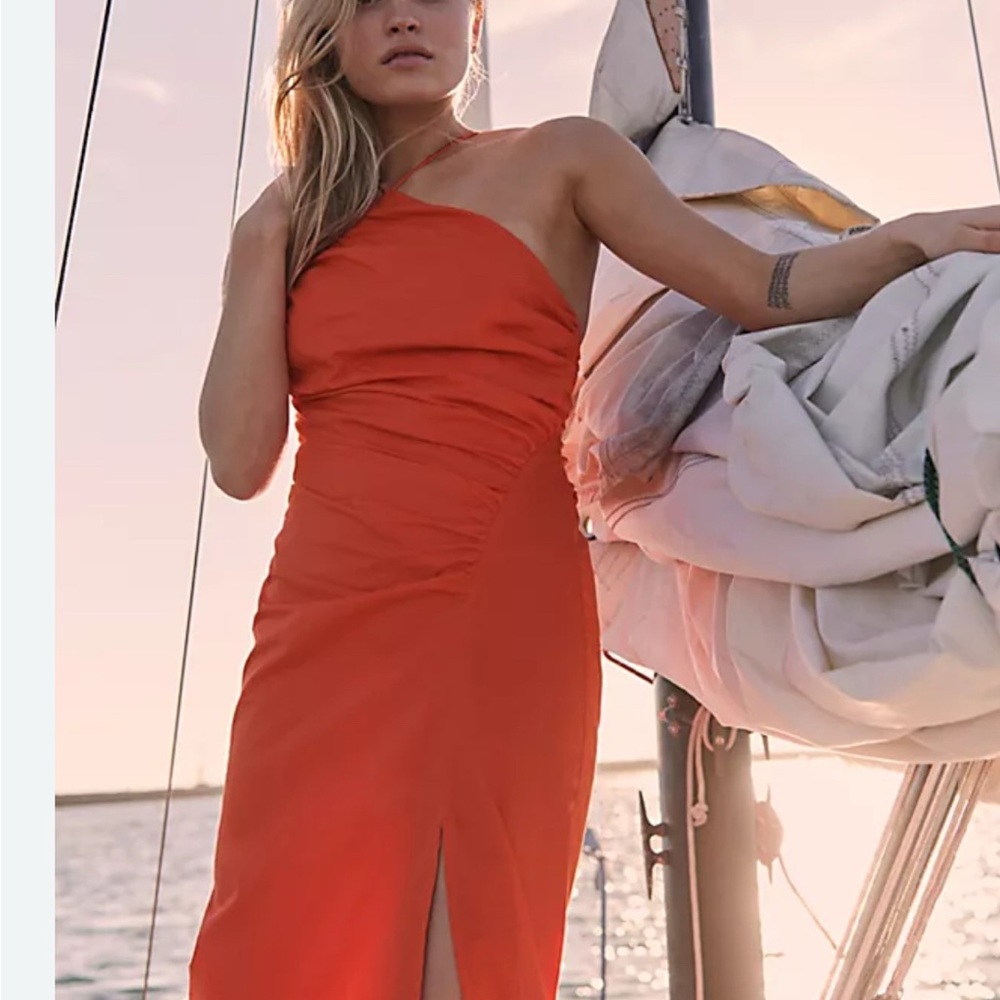 Free People One-Shoulder Orange Dress